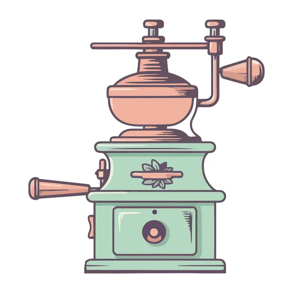 Old Fashioned Coffee Grinder Isolated Machinery Design Icon — Stock Vector