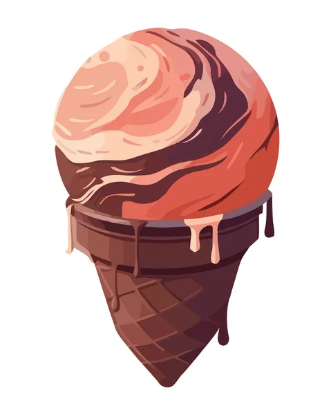 Cartoon Ice Cream Sweet Icon Isolated — Stock Vector
