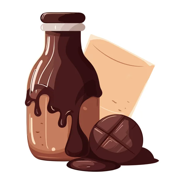 Frasco Desenhos Animados Contém Ícone Leite Chocolate Orgânico Isolado —  Vetores de Stock