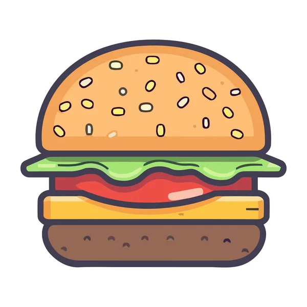 Gegrillter Rindfleisch Burger Mit Käse Tomaten Und Zwiebeln — Stockvektor