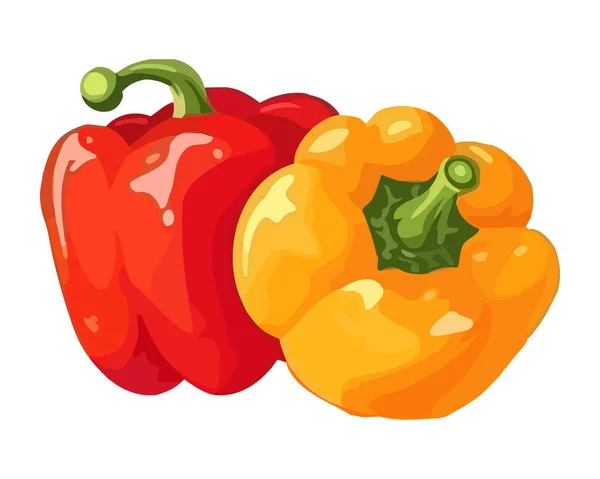 Świeże Warzywa Pieprzowe Dojrzałe Zdrowe Jedzenia Ikony Izolowane — Wektor stockowy