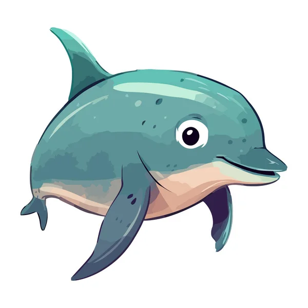 Cute Delfinów Morze Zwierzę Ikona Izolowane — Wektor stockowy