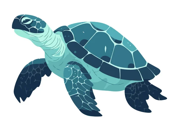 Yavaş Sürüngeni Deniz Kaplumbağası Altında Yüzen Ikon Izole — Stok Vektör