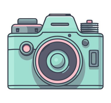 Beyaz duvar kağıdı simgesi üzerindeki antika kamera izole edildi