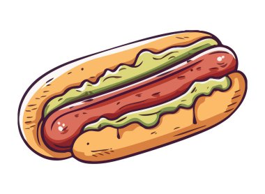 Fast food hot dog icon isolated