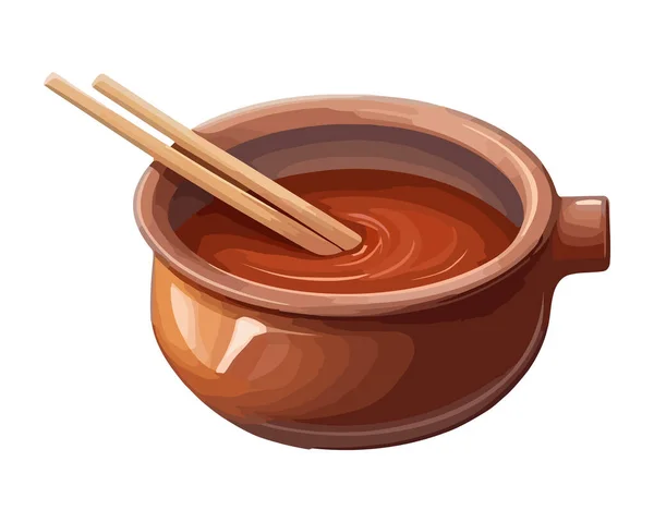 Sauce Chocolat Frais Servie Dans Bol Icône Isolé — Image vectorielle