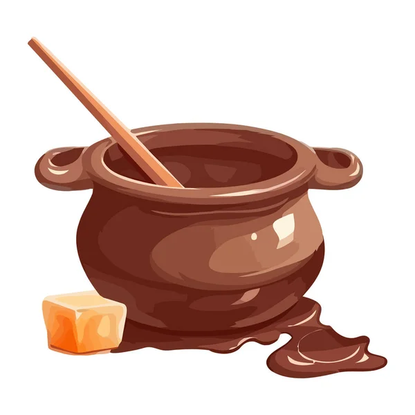 Gourmet Creme Chocolate Ícone Tigela Isolado — Vetor de Stock