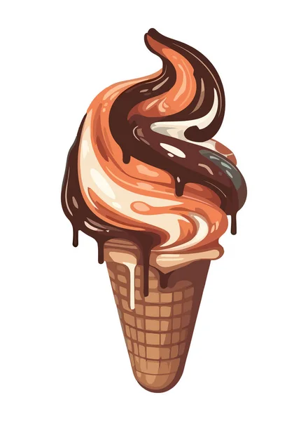 融化的华夫饼把冰淇淋图标分离出来 — 图库矢量图片