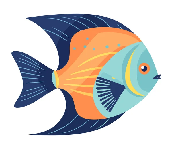 Undervattensfisk Simmar Isolerad Ikon — Stock vektor