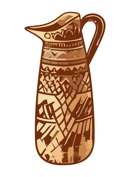 Forntida Keramik Burk Med Utsmyckad Design Ikon Isolerad — Stock vektor