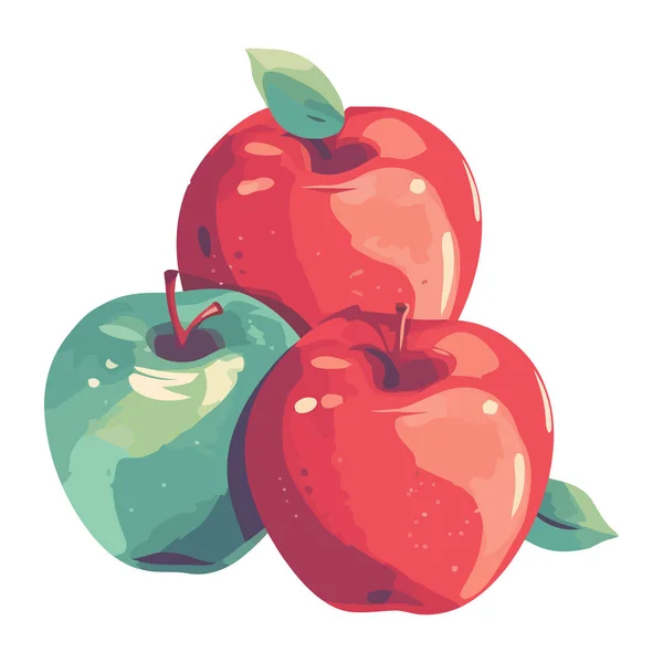 Saftiger Apfel Frische Obst Symbol Isoliert — Stockvektor