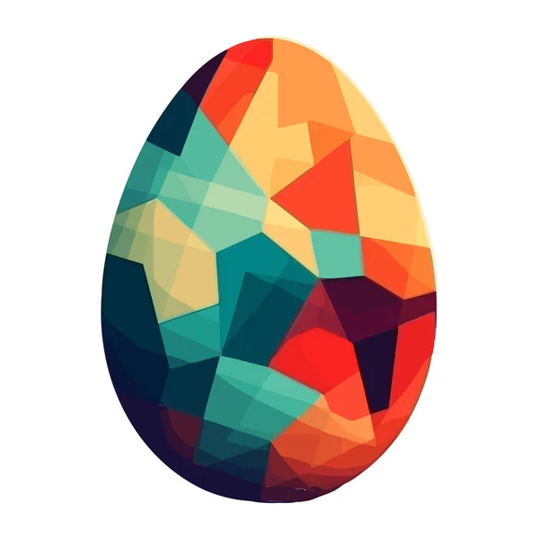Çok Renkli Yumurta Simgesindeki Geometrik Şekiller Izole Edildi — Stok Vektör
