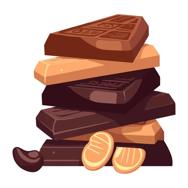 Dulce Chocolate Pila Caramelos Gourmet Postre Comida Icono Aislado — Vector de stock