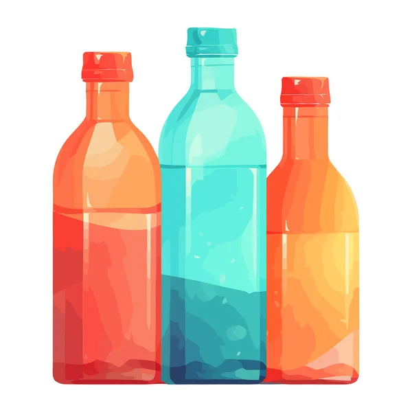 Multi Colored Bottles Alcohol Symbolize Celebratio Icon Isolated — Stock Vector