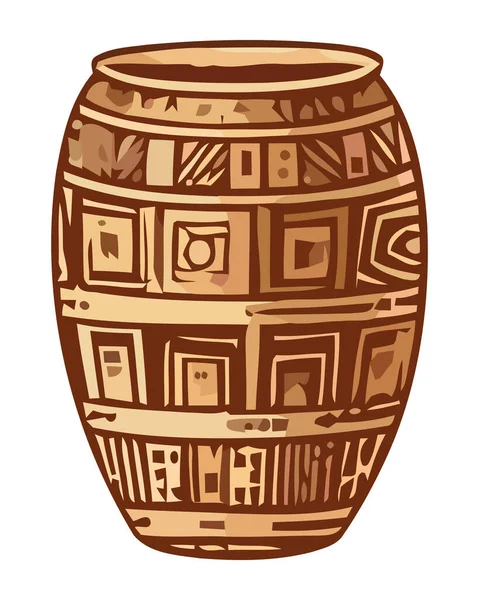 Gammal Keramik Vas Med Utsmyckad Dekoration Ikon Isolerad — Stock vektor