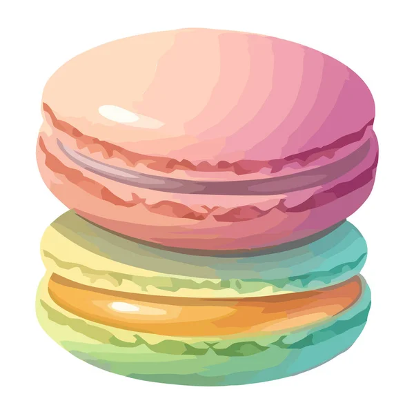 Gourmet Macaroon Stack Sweet Dessert Icon Isolated — Stock Vector