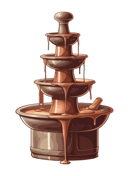 Gourmet Chocolate Dessert Fountain Icon Isolated — Stock Vector