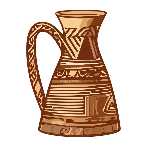 Vase Terre Cuite Orné Une Icône Symbole Antique Isolé — Image vectorielle