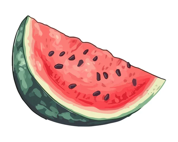 Saftige Wassermelone Scheiben Geschnitten Fruchtsymbol Isoliert — Stockvektor