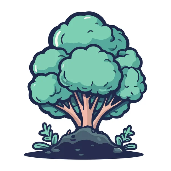 Ağaç Yapraklı Ikon Tarafından Izole Edilmiş Doğa Büyümesi — Stok Vektör