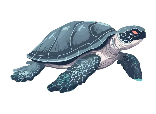 Yavaş Deniz Kaplumbağası Yüzme Ikonu Izole Edildi — Stok Vektör