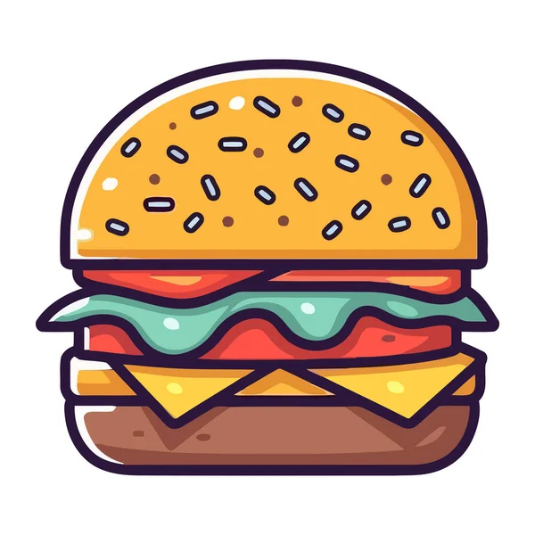 Grillezett Marhahús Burger Sajt Ikon Izolált — Stock Vector