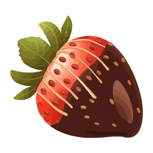 Icône Fraise Chocolat Aux Fruits Frais Bio Isolée — Image vectorielle