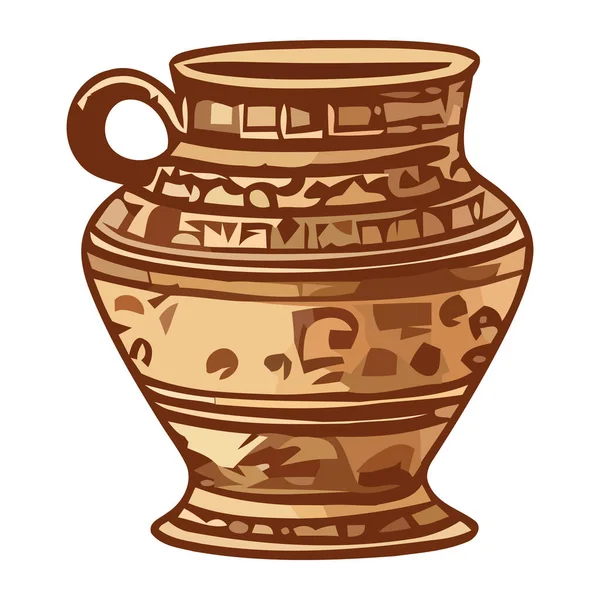 複雑な古代のデザインのアイコンが隔離された装飾陶器の花瓶 — ストックベクタ