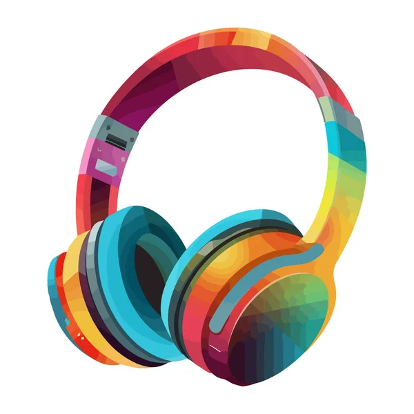 Modern Headphones Design Colorful Backdrop Icon Isolated — Stock Vector