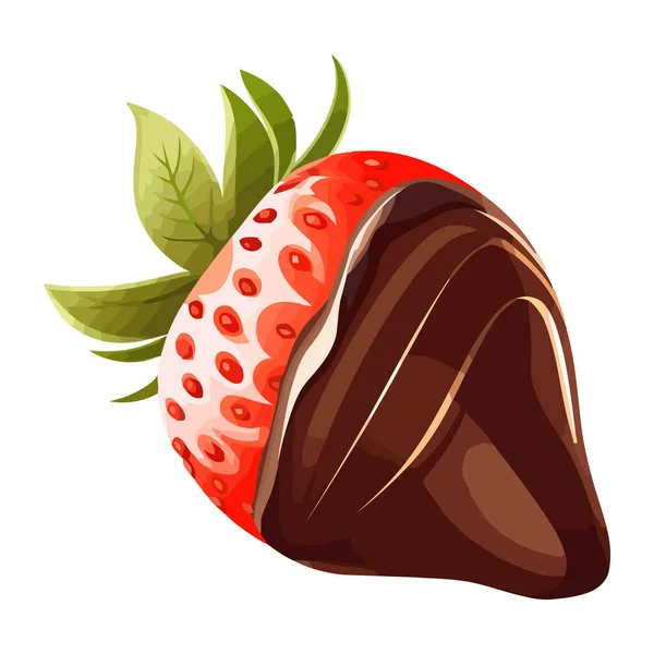 stock vector Fresh strawberry and chocolate dessert icon isolated