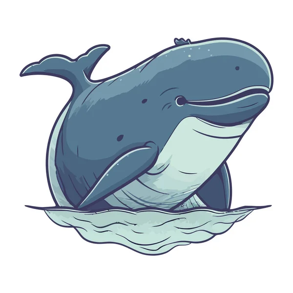 Lindo Delfín Saltando Olas Agua Azul Icono Aislado — Vector de stock