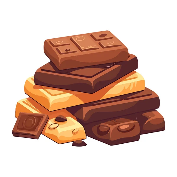 Pila Postre Chocolate Dulce Icono Diseño Comida Gourmet Aislado — Vector de stock