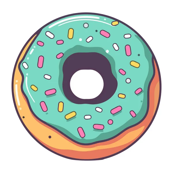 Süße Donut Mit Zuckerguss Dekoration Symbol Isoliert — Stockvektor