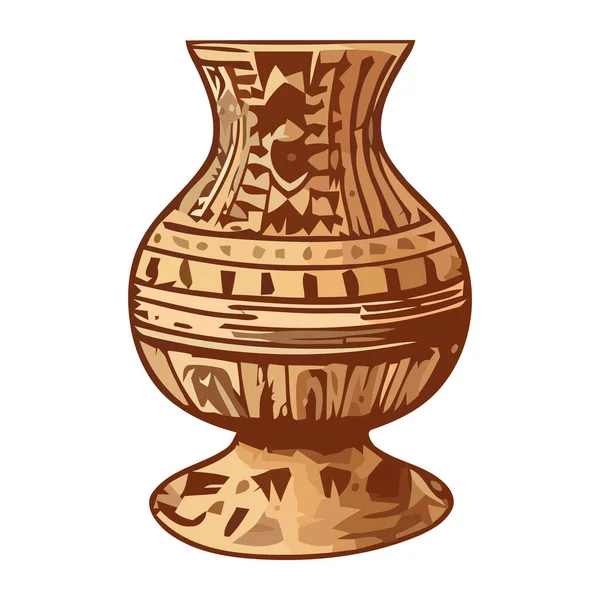 Ancien Vase Poterie Avec Icône Conception Fleur Ornée Isolé — Image vectorielle