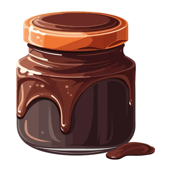 Pot Chocolat Sur Papier Peint Blanc Icône Isolé — Image vectorielle
