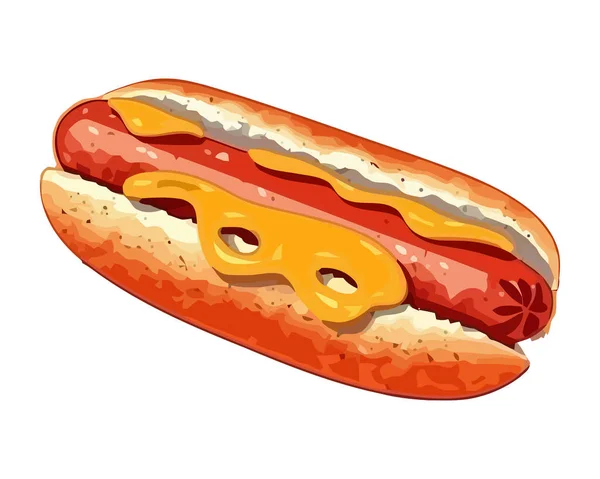Grilled Hot Dog Bun Mustard Icon Isolated — Stock Vector