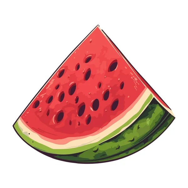 Sappige Watermeloen Plak Geïsoleerde Pictogram — Stockvector