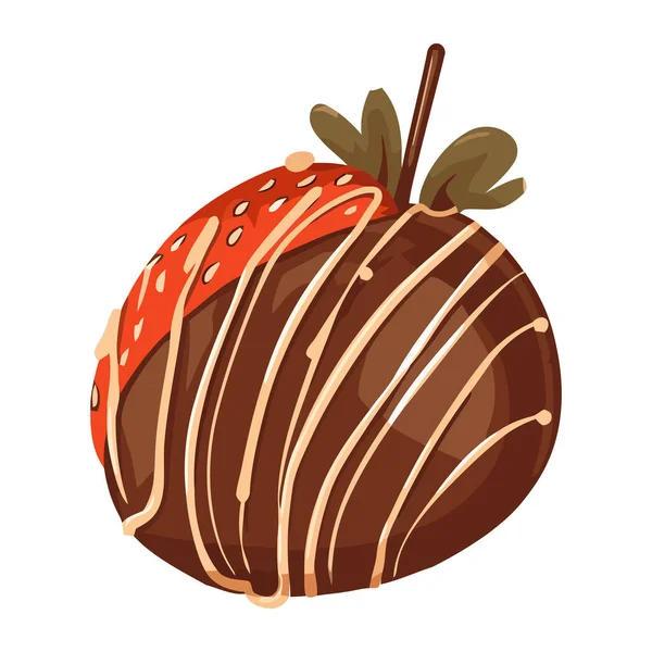 甘い食べ物イチゴとクリームチョコレートのアイコンが孤立 — ストックベクタ