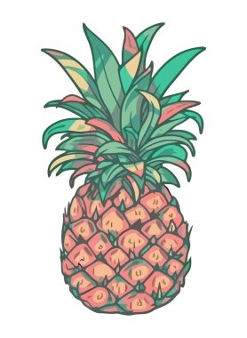 Sulu tropik meyve ananası, sağlıklı beslenme ikonu izole edilmiş.