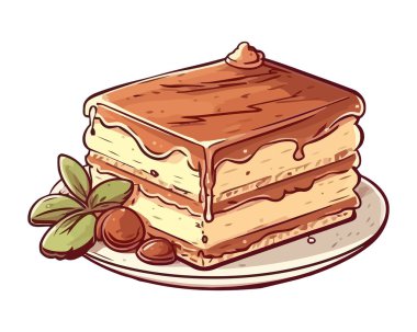 Krem şantili çikolatalı pasta izole edilmiş krema ikonu.