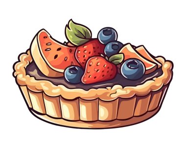 Taze böğürtlen süsleme ikonlu bir gurme pasta.