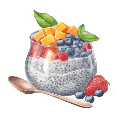 Taze böğürtlenli gurme parfe ve yalıtılmış granola ikonu.