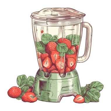 Karıştırıcı simgesinde sulu çilek kokteyli.