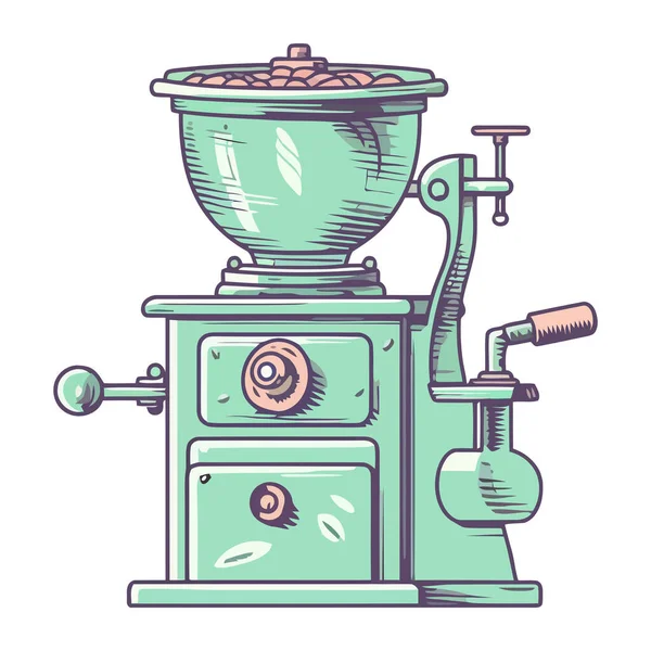 Machines Café Ancienne Appareil Métal Isolé — Image vectorielle