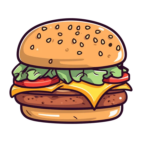Hambúrguer Suculento Ícone Fast Food Isolado — Vetor de Stock