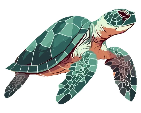 Yavaş Kaplumbağa Resifte Sürünüyor Doğa Maskotu Ikonu Izole Edilmiş — Stok Vektör