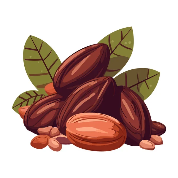 Fresco Organico Cacao Frutta Guscio Icona Isolato — Vettoriale Stock