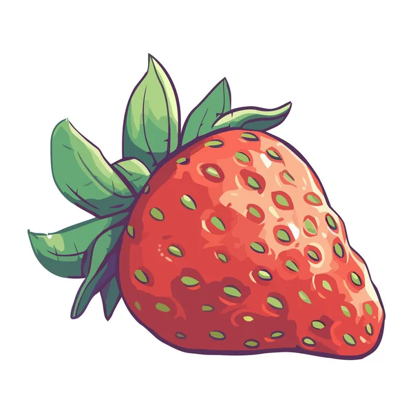 Saftige Erdbeere Frisches Obst Symbol Isoliert — Stockvektor