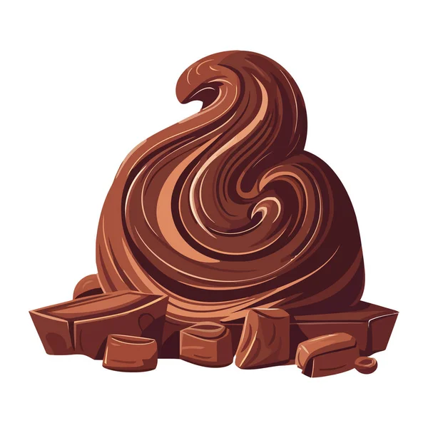 Een Spiraal Van Room Chocolade Zoete Dessert Pictogram Geïsoleerd — Stockvector