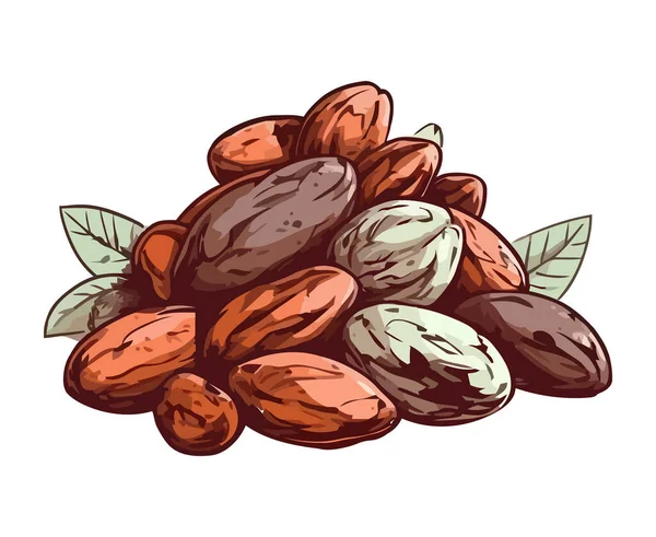 Świeży Organiczny Mączka Kakaowa Zdrowe Jedzenie Ikona Izolowane — Wektor stockowy